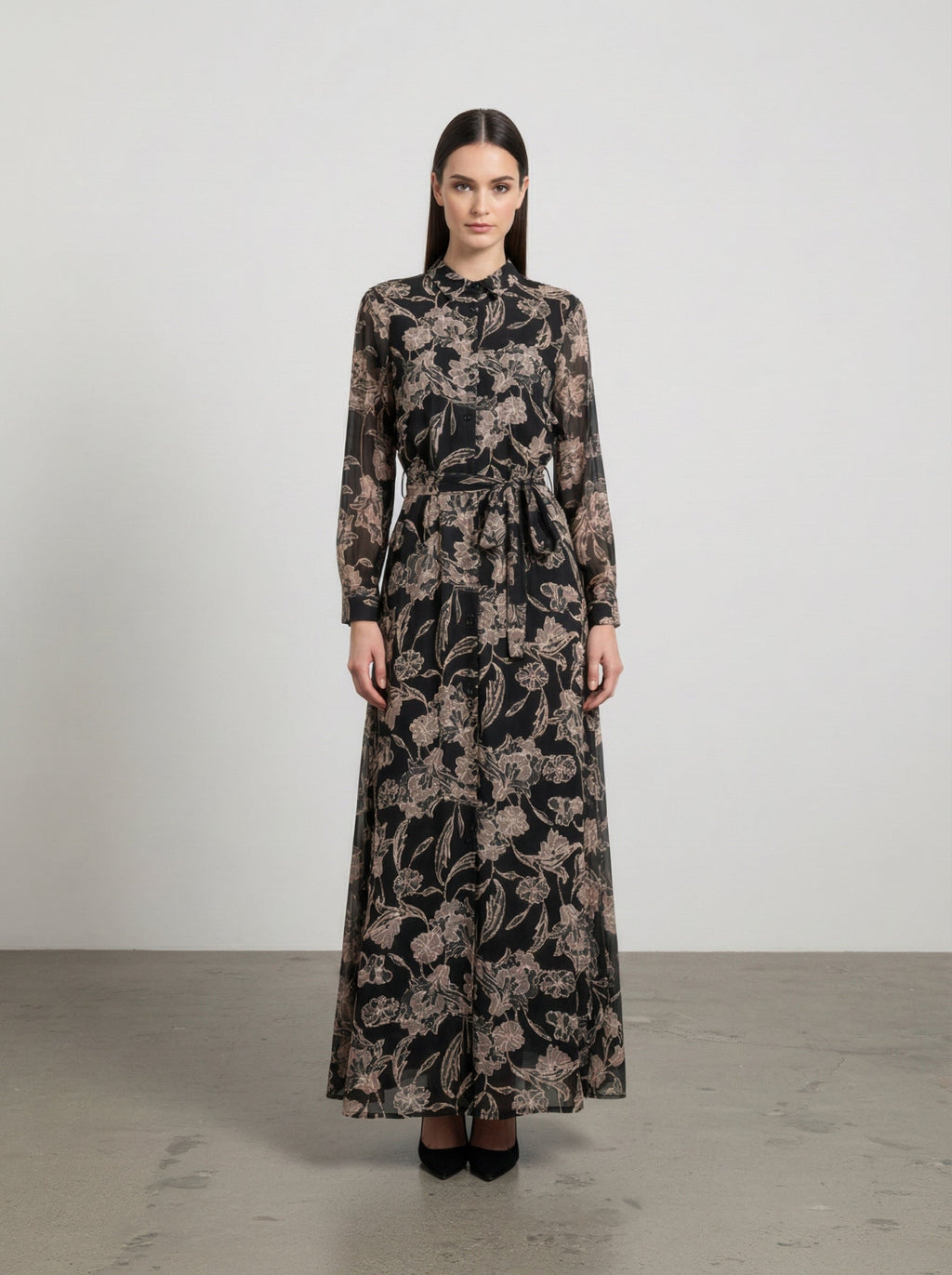 Abito lungo con stampa floreale