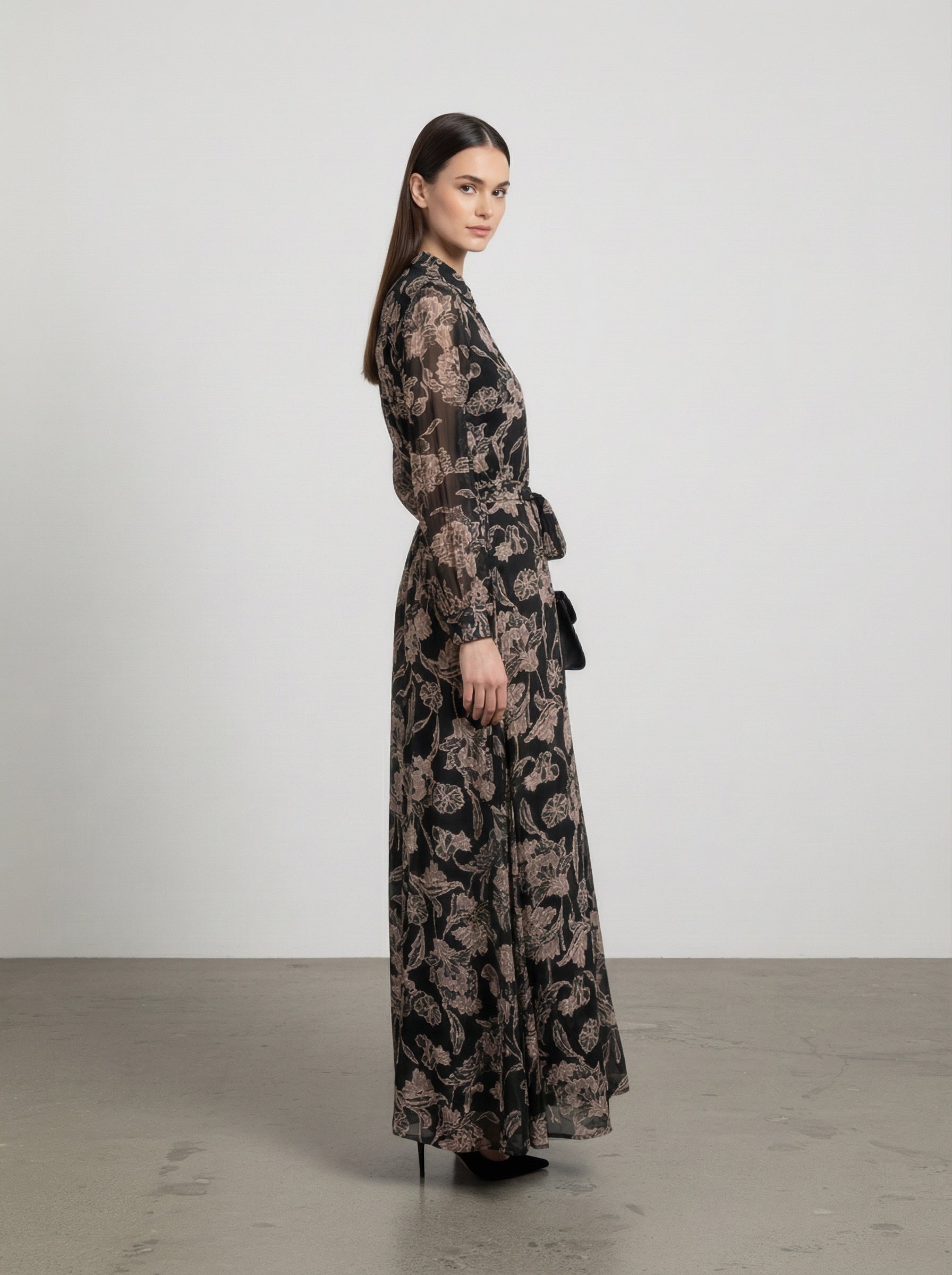 Abito lungo con stampa floreale