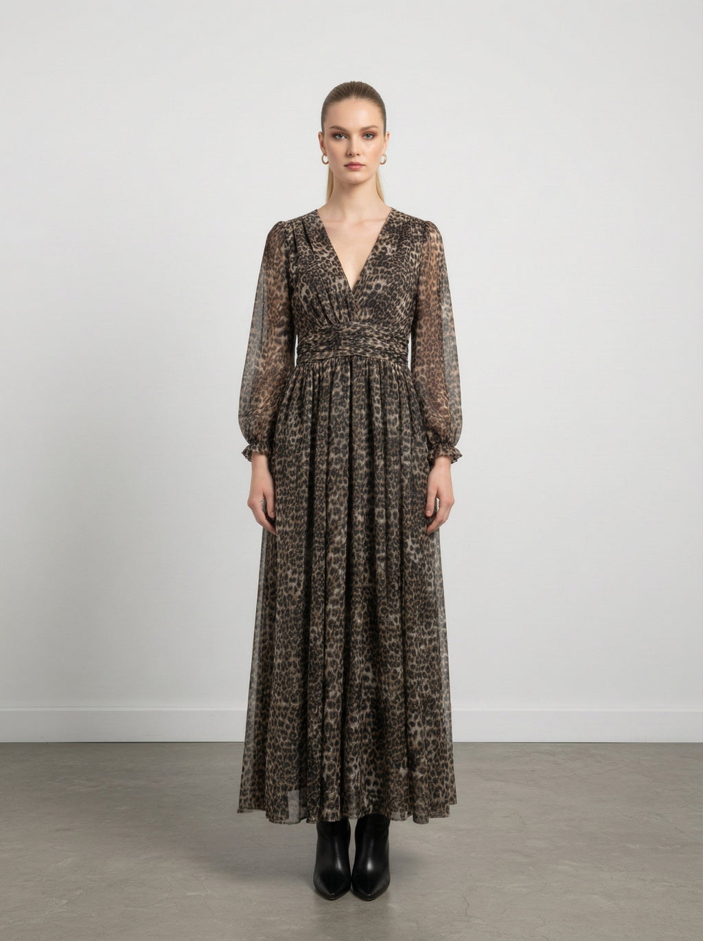 Abito lungo leopardato