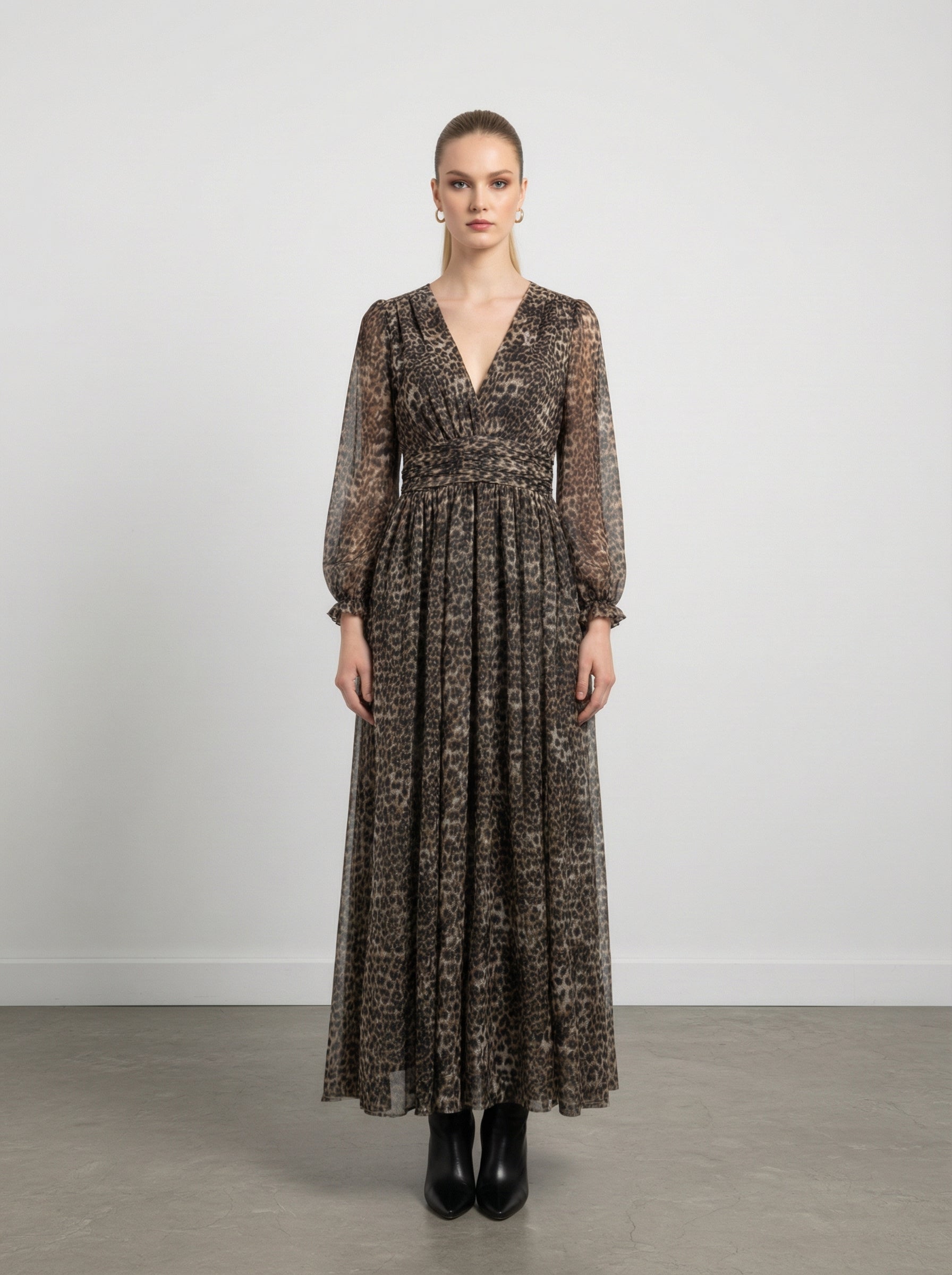 Abito lungo leopardato
