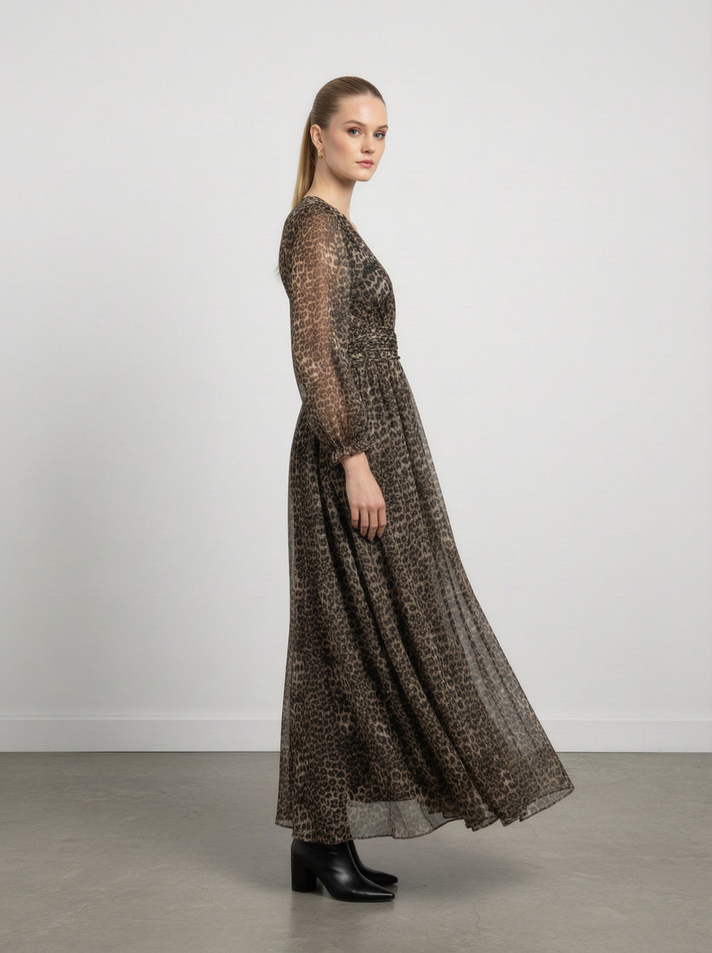 Abito lungo leopardato