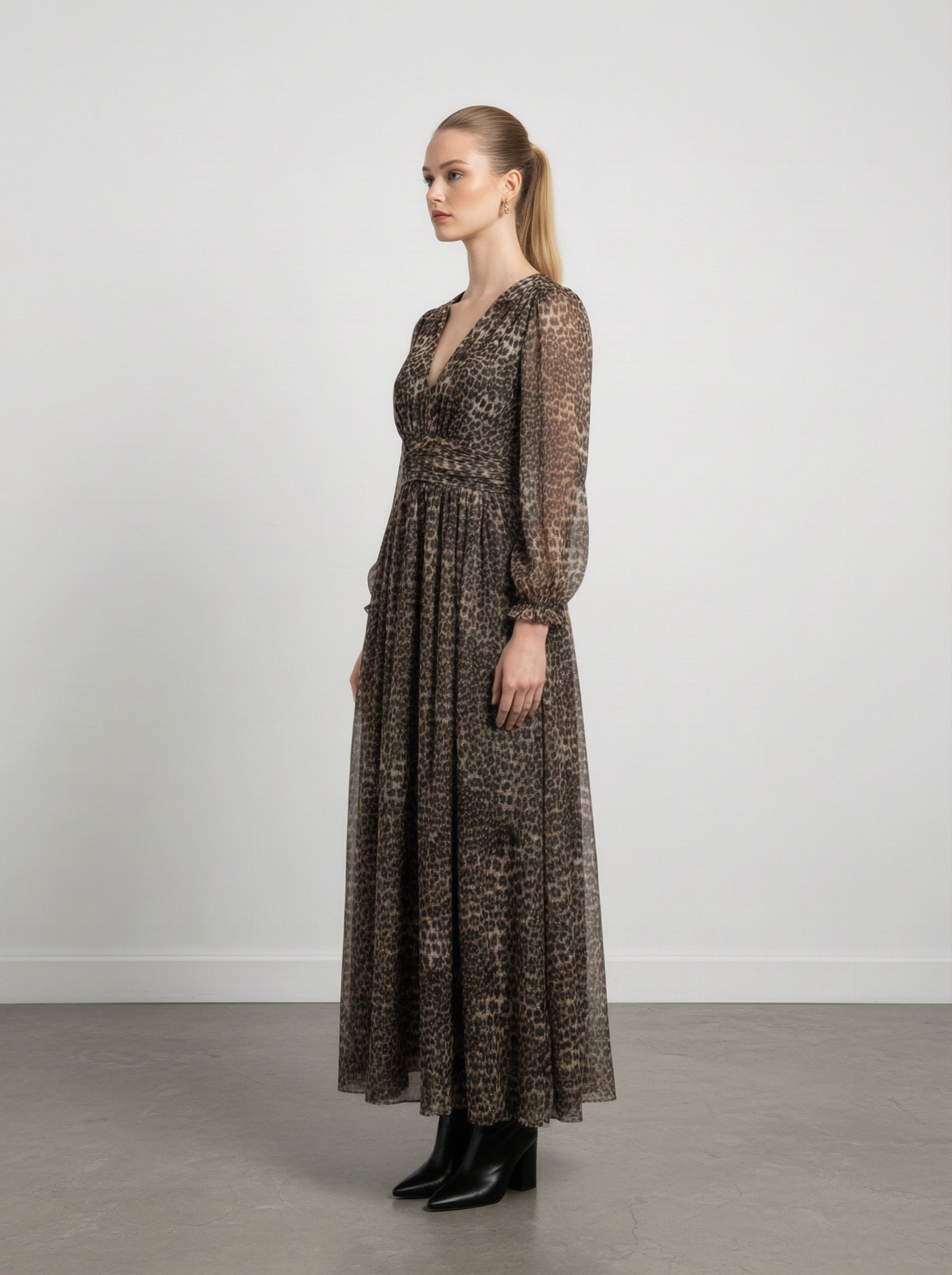 Abito lungo leopardato