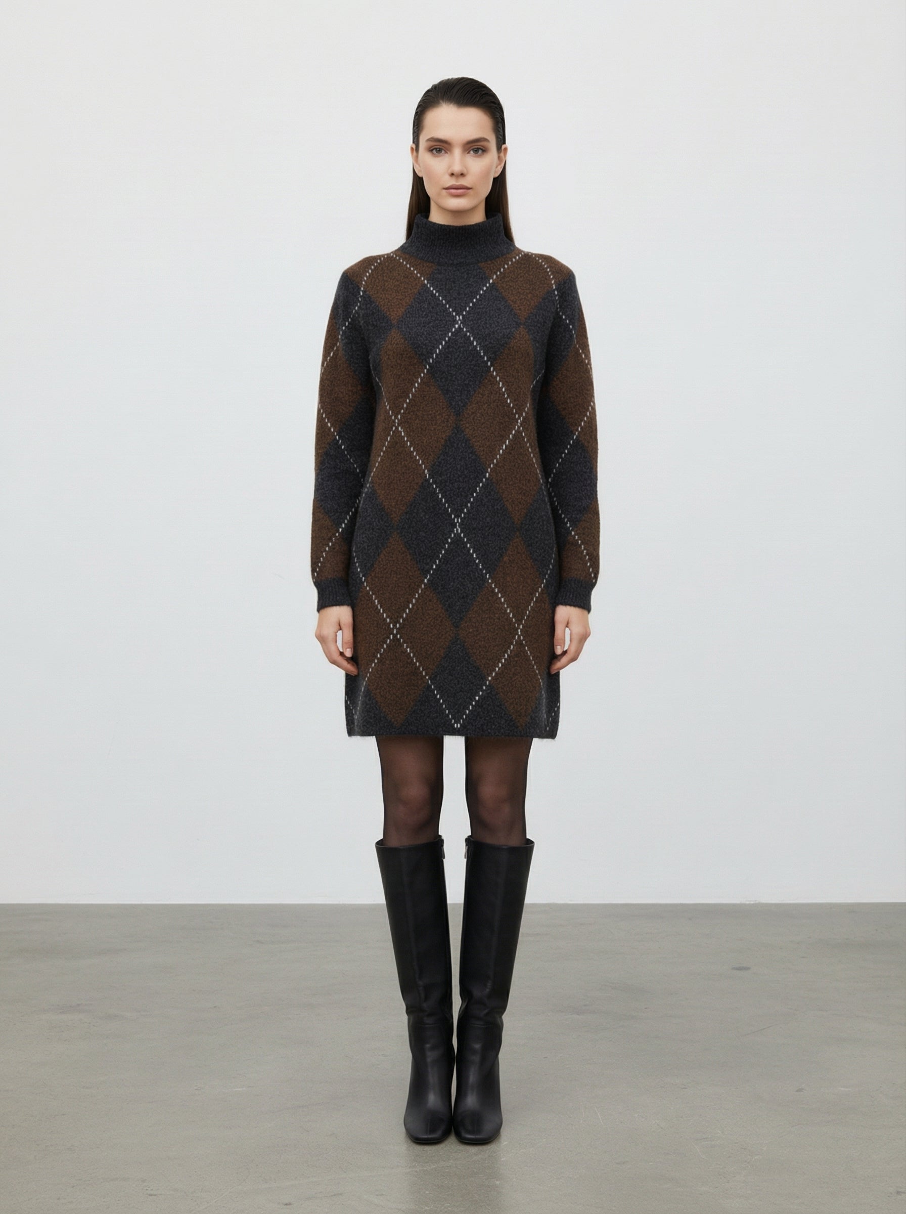 Abito in maglia fantasia argyle