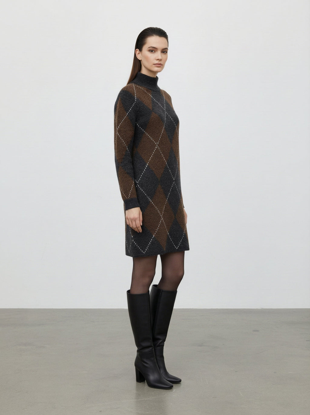 Abito in maglia fantasia argyle