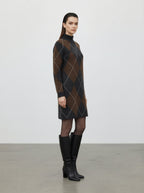 Abito in maglia fantasia argyle