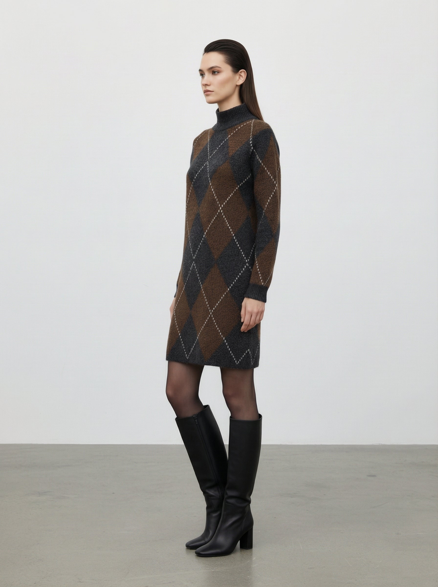 Abito in maglia fantasia argyle