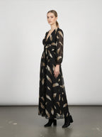 Abito lungo con maniche a sbuffo