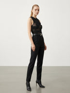 Body Trasparente con Fiori Ricamati