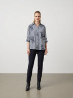 Camicia a Righe con Fiori Ricamati