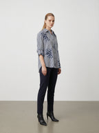 Camicia a Righe con Fiori Ricamati