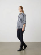 Camicia a Righe con Fiori Ricamati