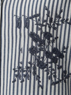 Camicia a Righe con Fiori Ricamati