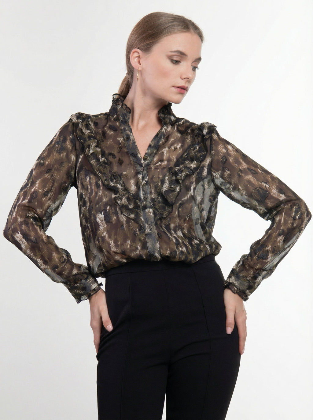 Camicia Semitrasparente con Volant