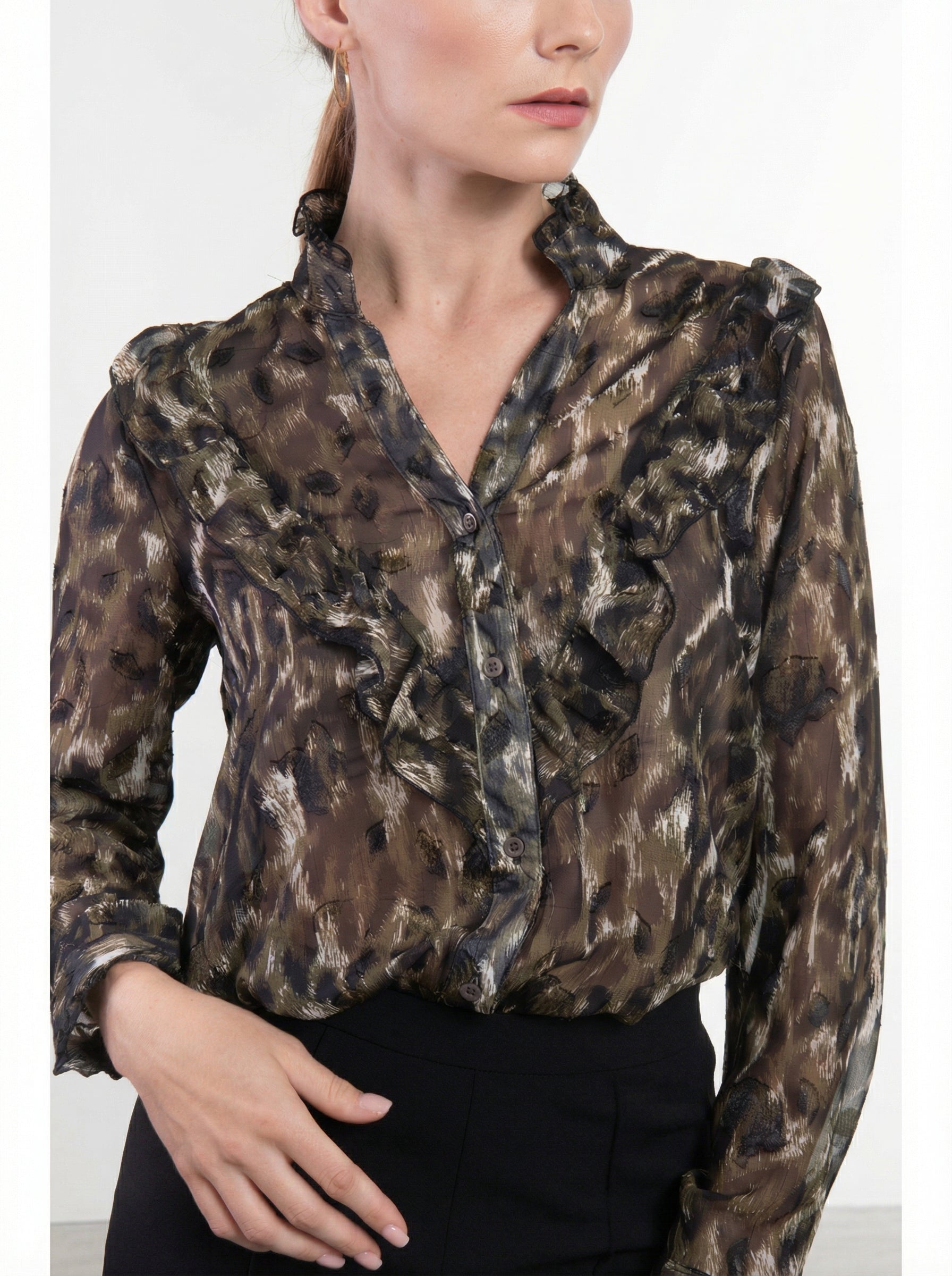 Camicia Semitrasparente con Volant