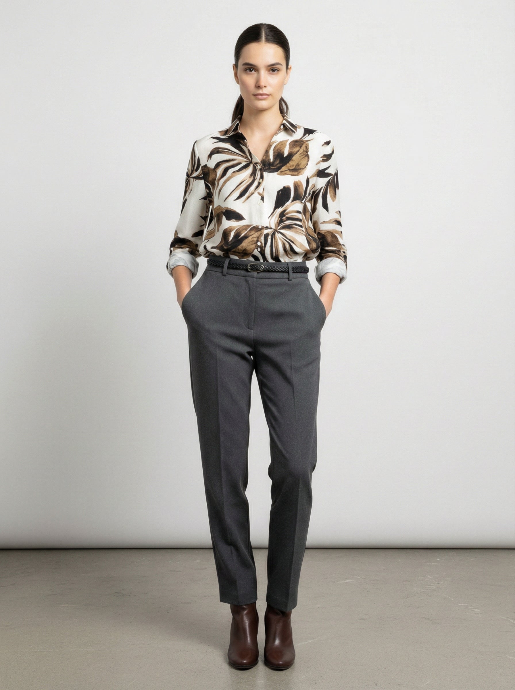 Camicia con fantasia tropicale