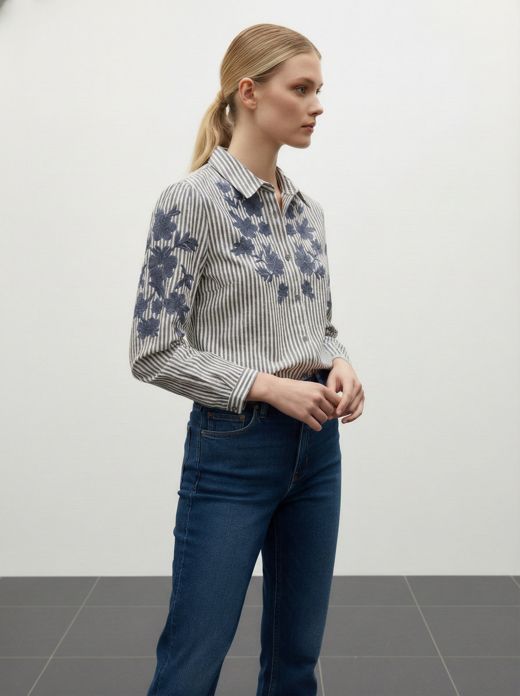 Camicia cotone con ricami