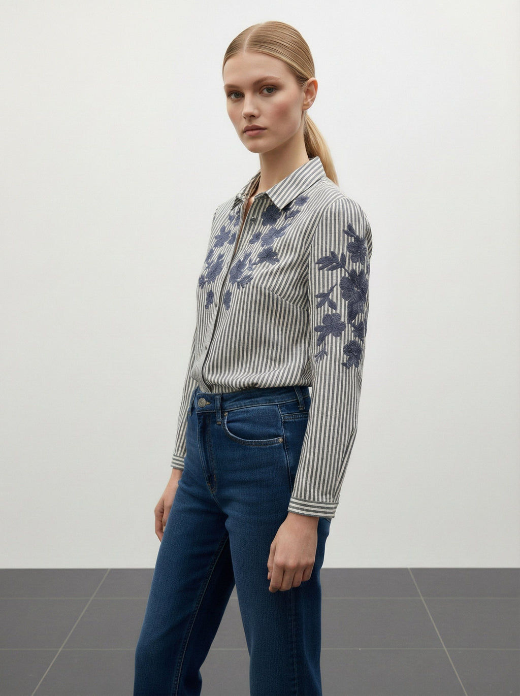 Camicia cotone con ricami