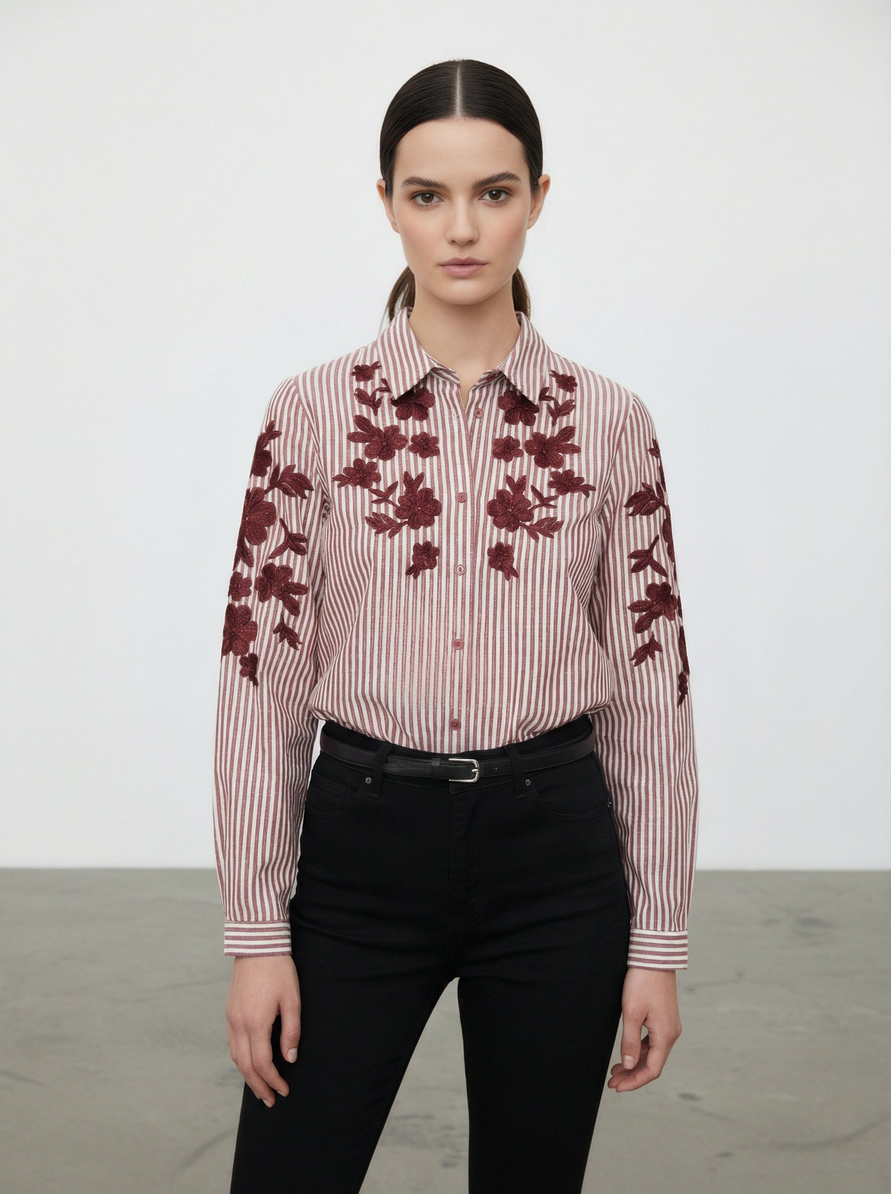 Camicia cotone con ricami