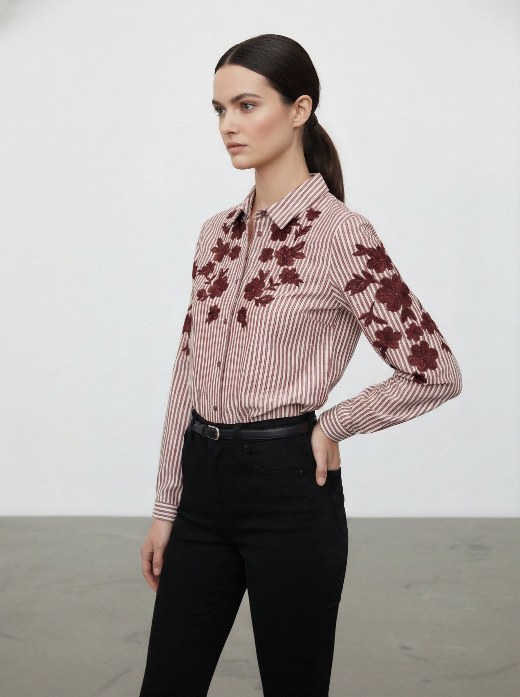 Camicia cotone con ricami