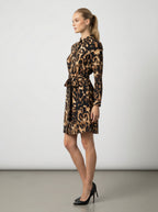 Abito camicia leopardata con cintura