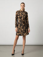 Abito camicia leopardata con cintura