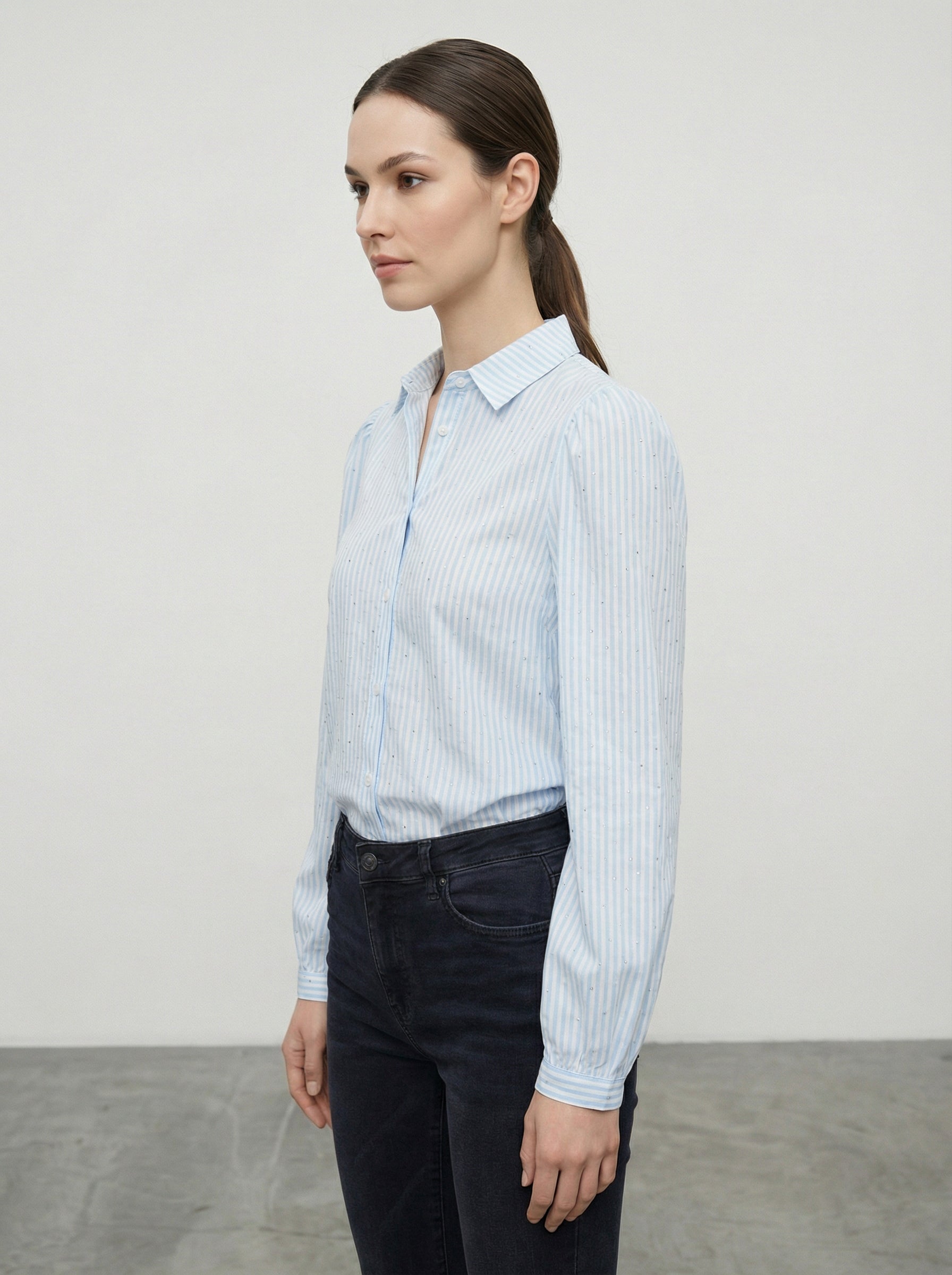 Camicia a righe con strass