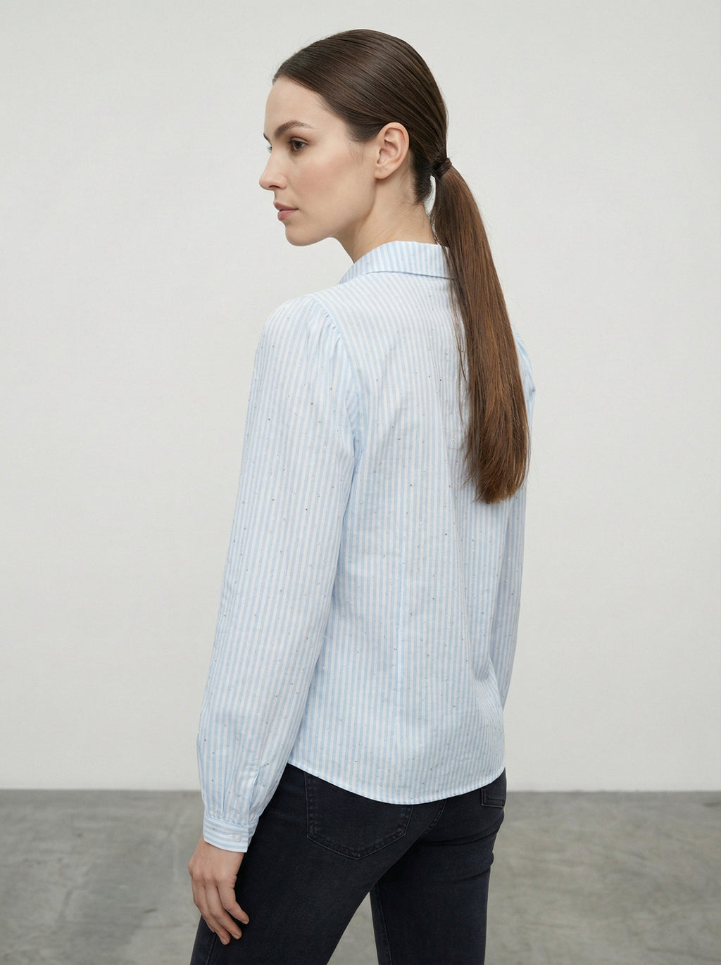 Camicia a righe con strass