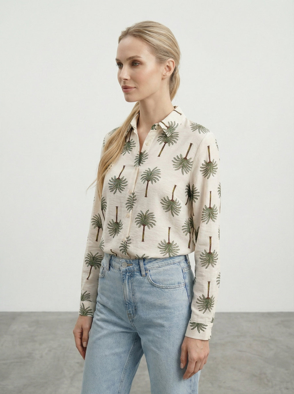 Camicia viscosa con palme