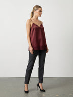 Canottiera satin con pizzo