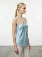 Canottiera satinata con pizzo