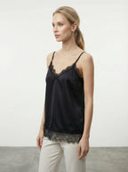 Canottiera satinata con pizzo