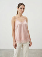 Canottiera satinata con pizzo