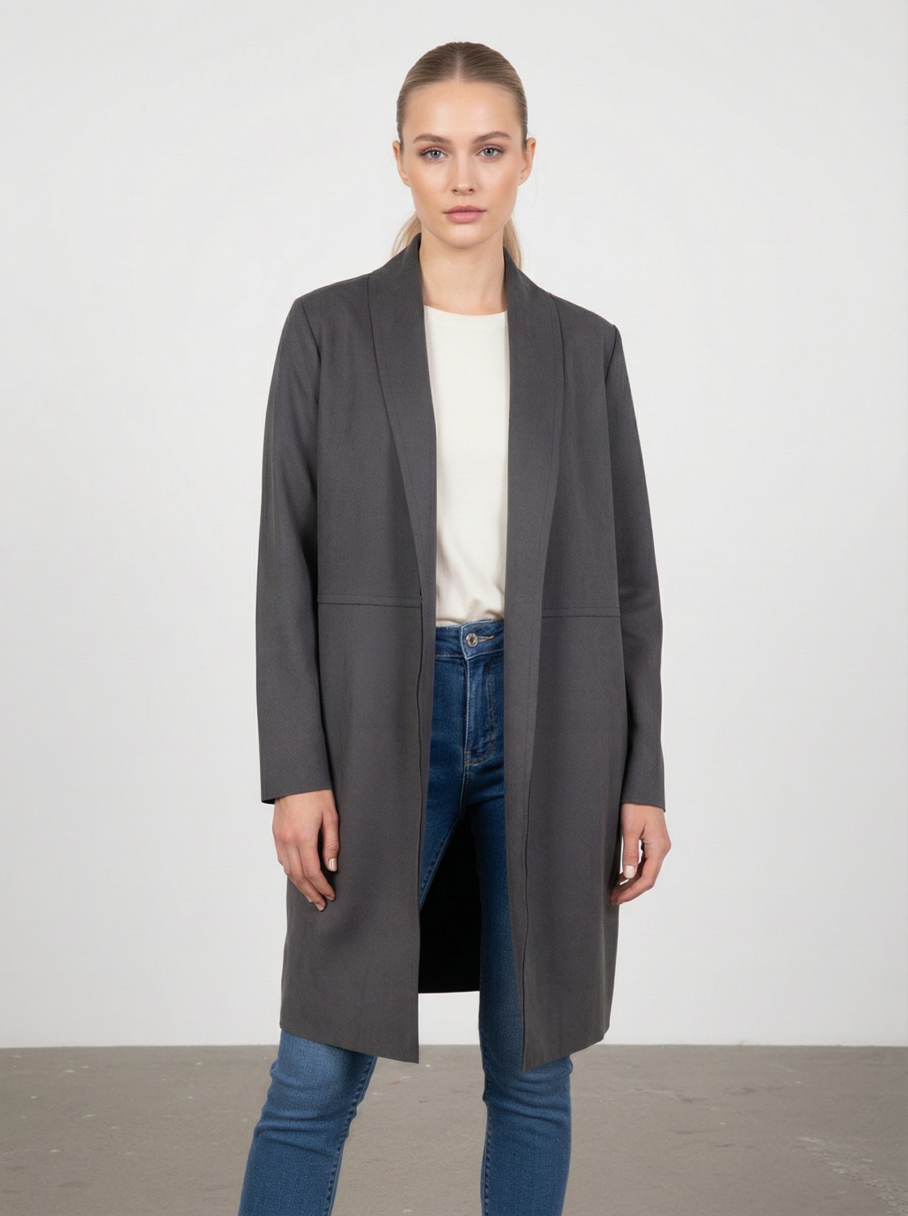 Cardigan lungo effetto scamosciato