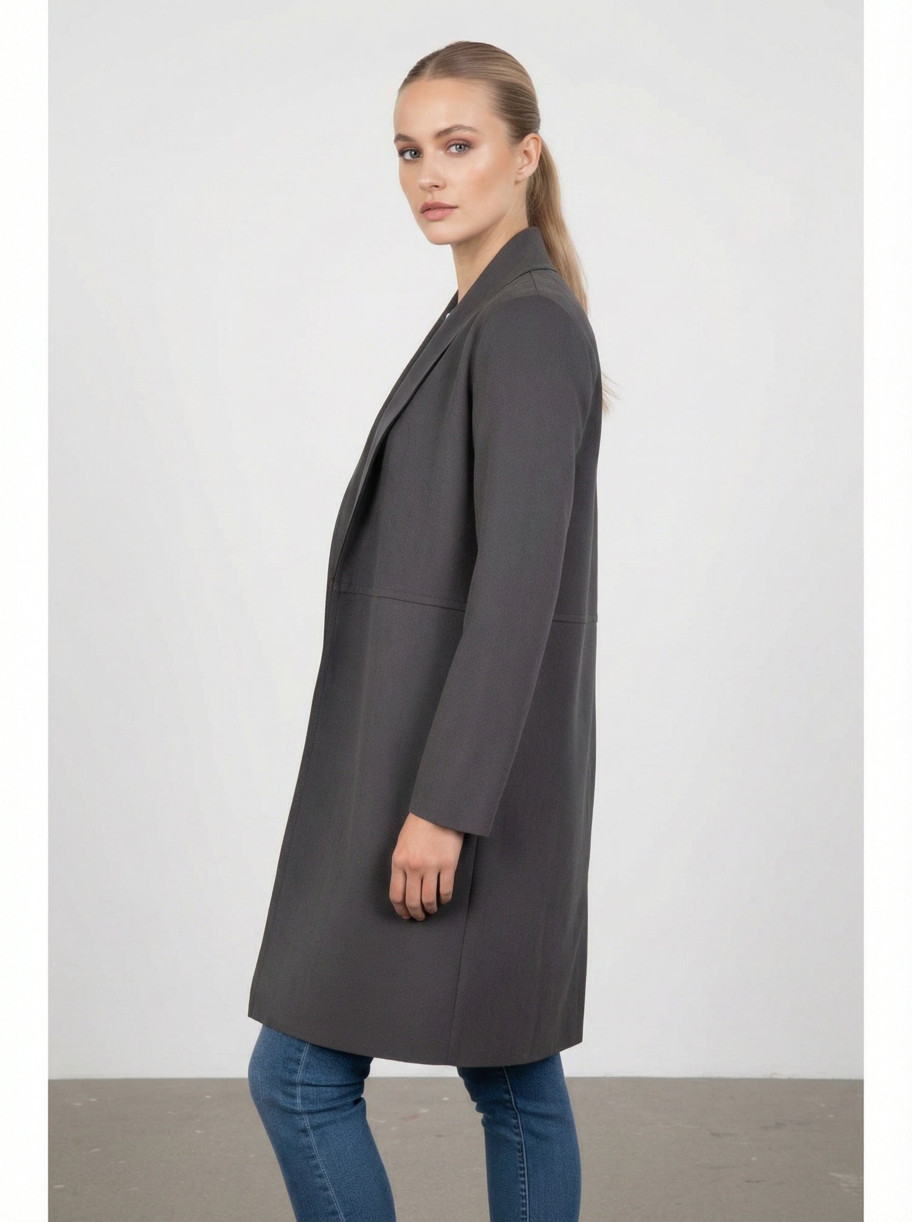 Cardigan lungo effetto scamosciato