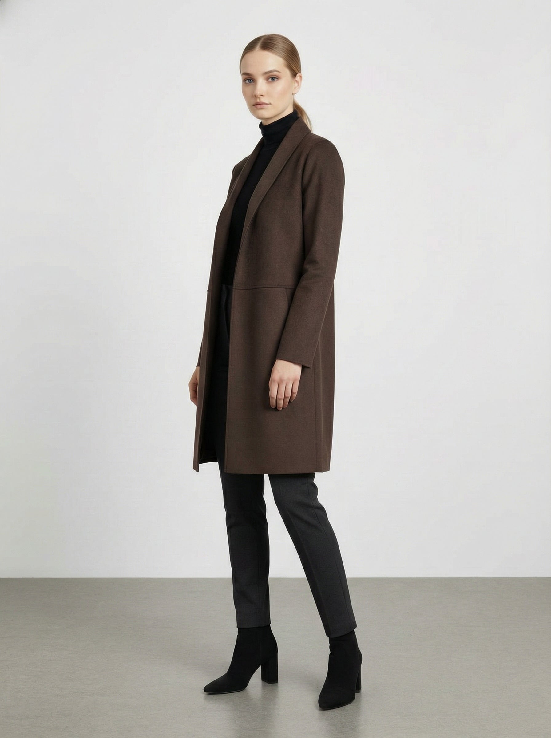 Cardigan lungo effetto scamosciato