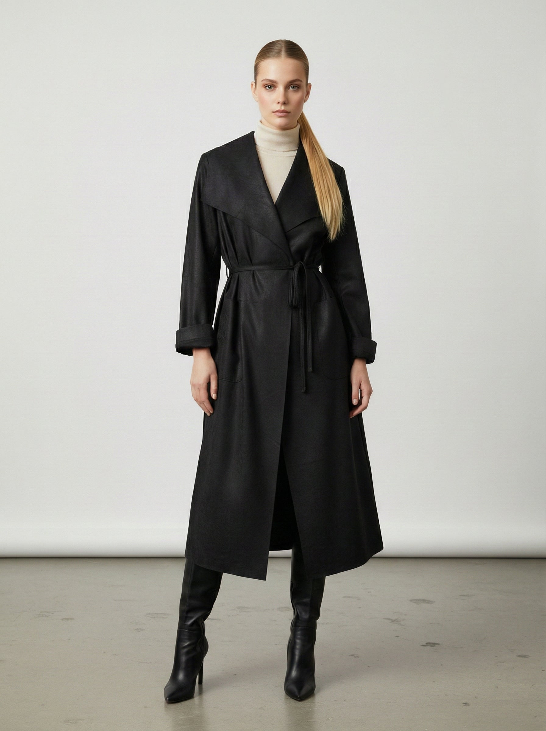 Cardigan lungo con cintura