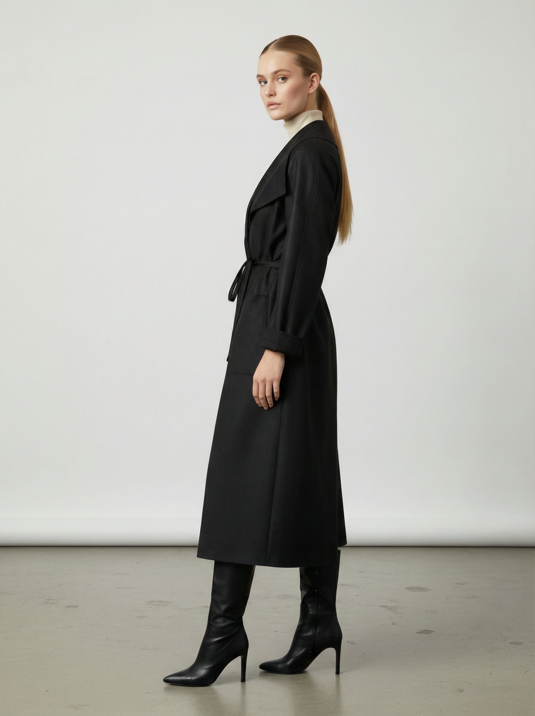 Cardigan lungo con cintura