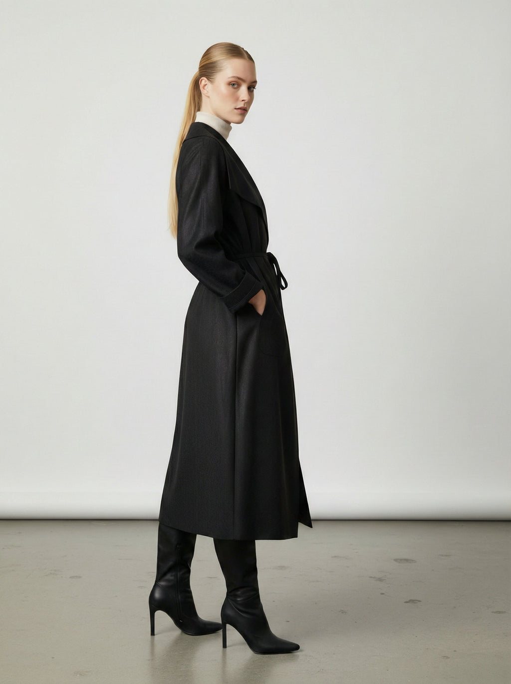 Cardigan lungo con cintura