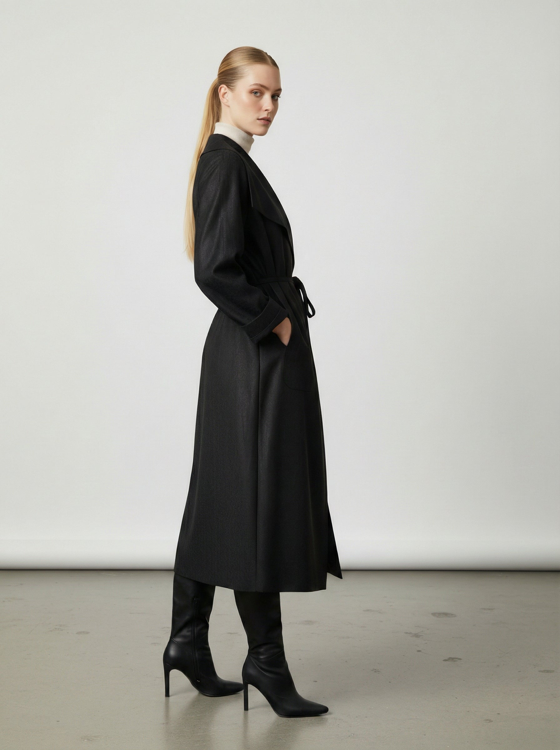 Cardigan lungo con cintura