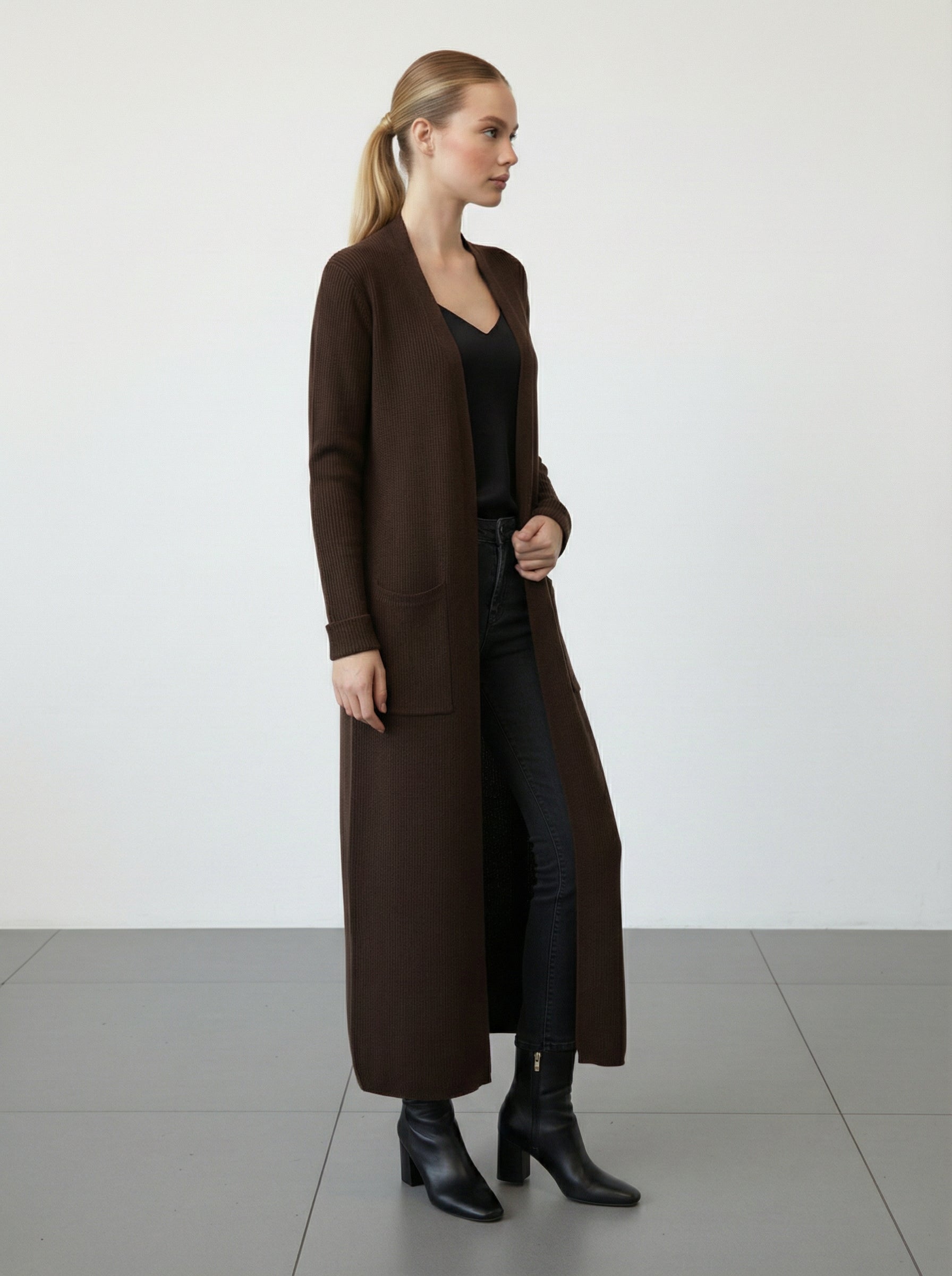 Cardigan lungo con tasche