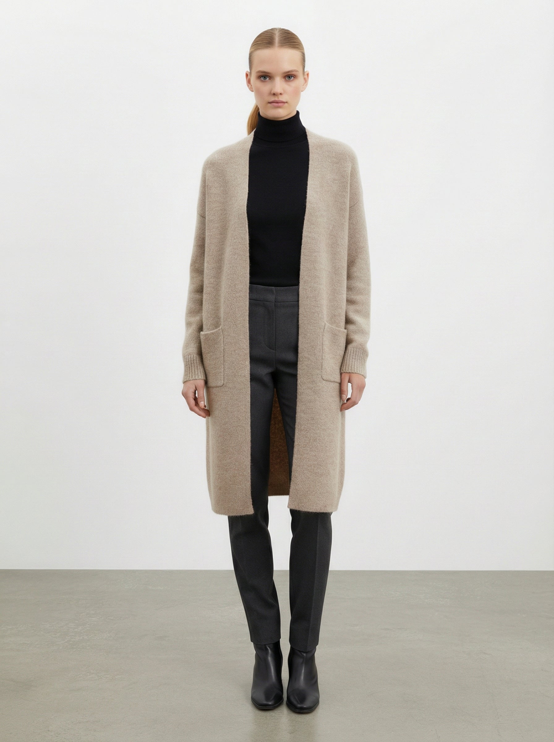 Cardigan lungo in misto lana