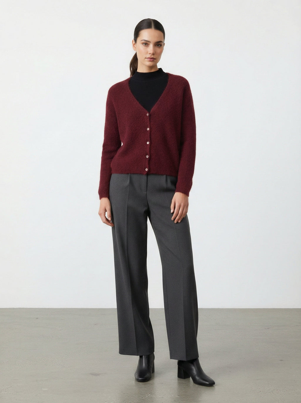 Cardigan misto lana con bottoni