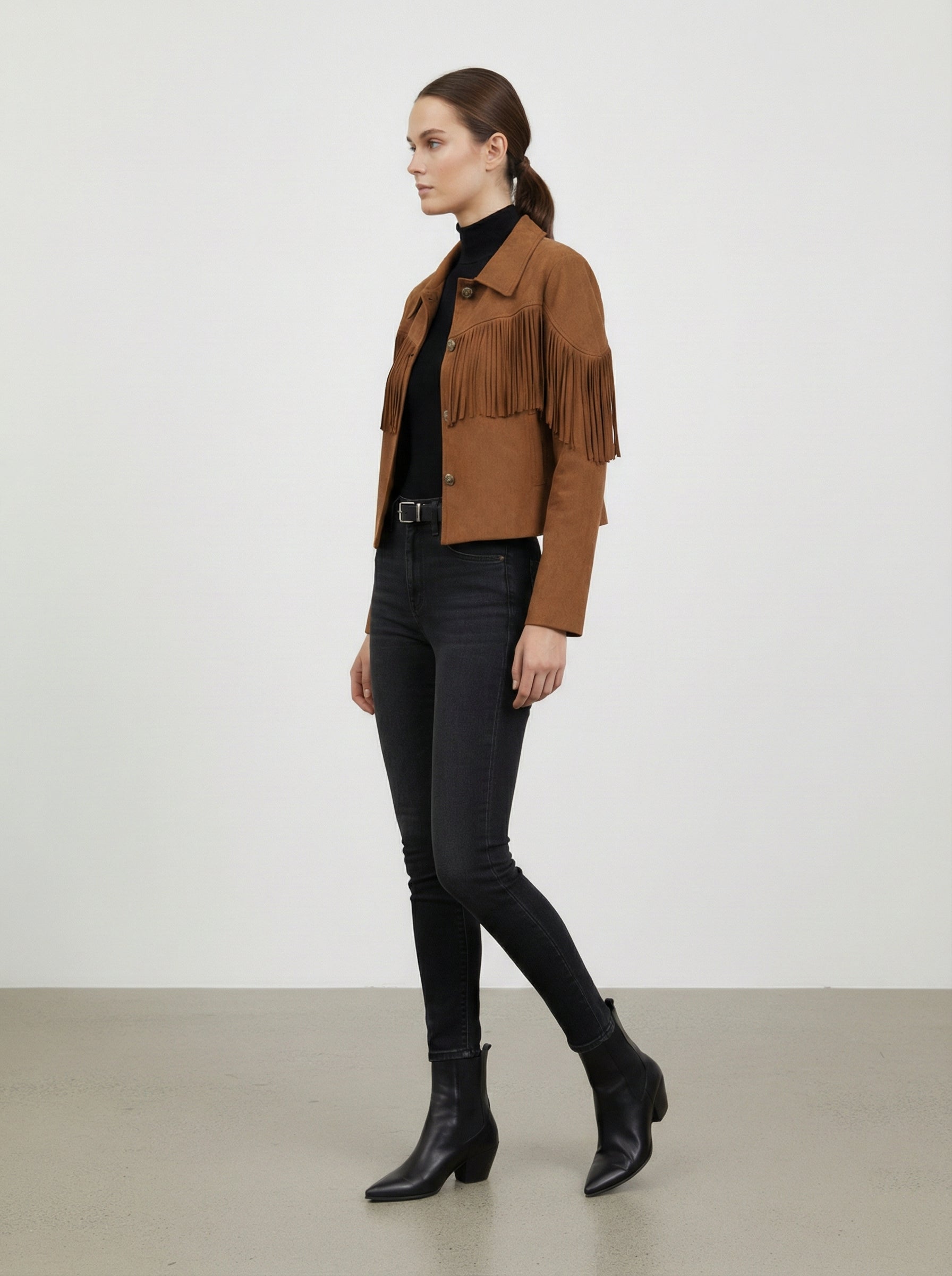 Giacca scamosciata con frange