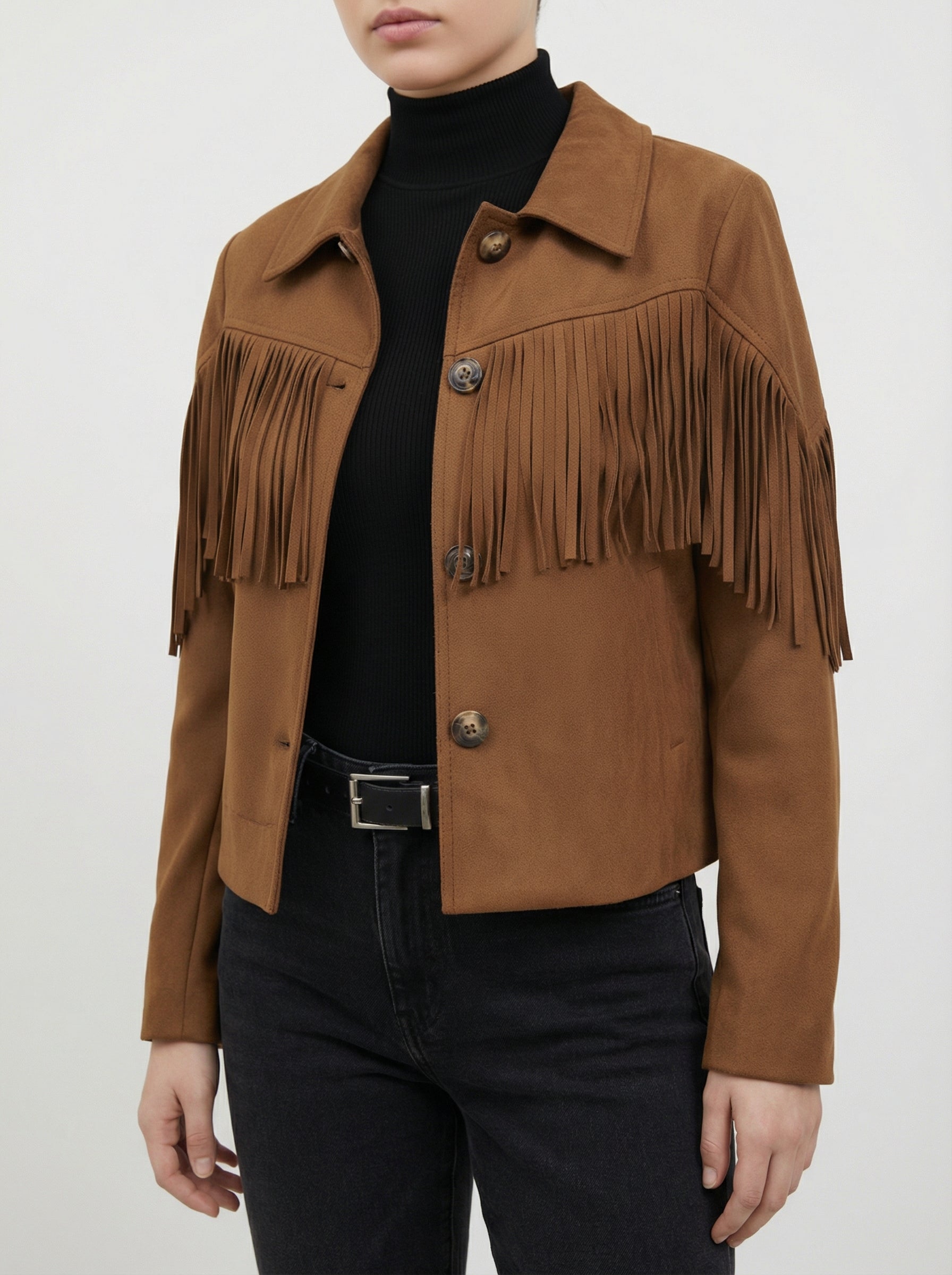 Giacca scamosciata con frange