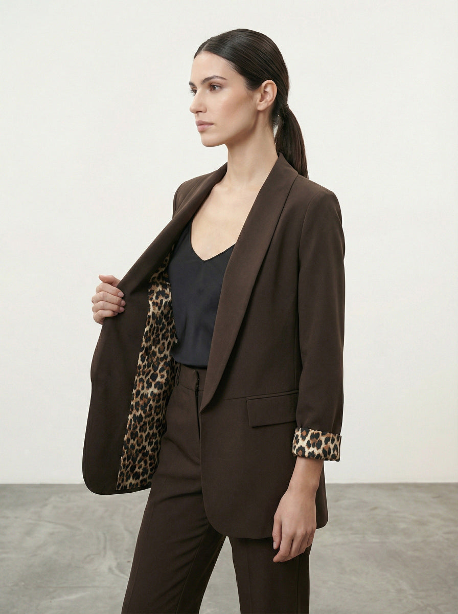 Blazer con fodera animalier