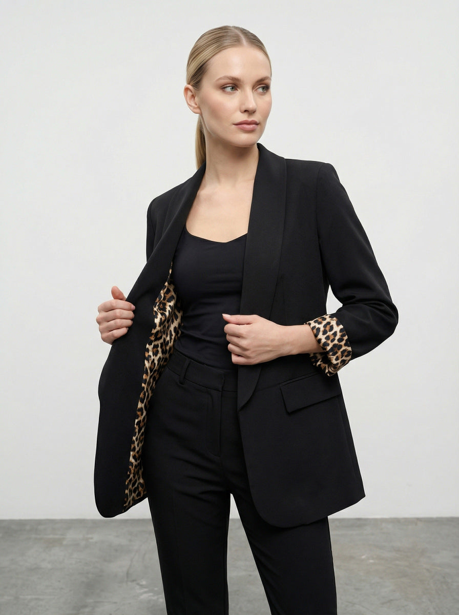 Blazer con fodera animalier