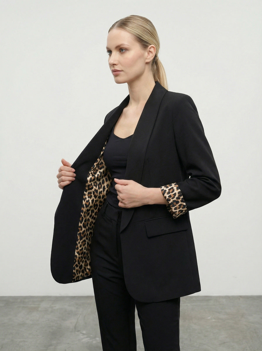 Blazer con fodera animalier