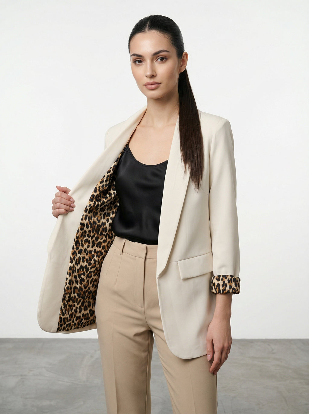 Blazer con fodera animalier