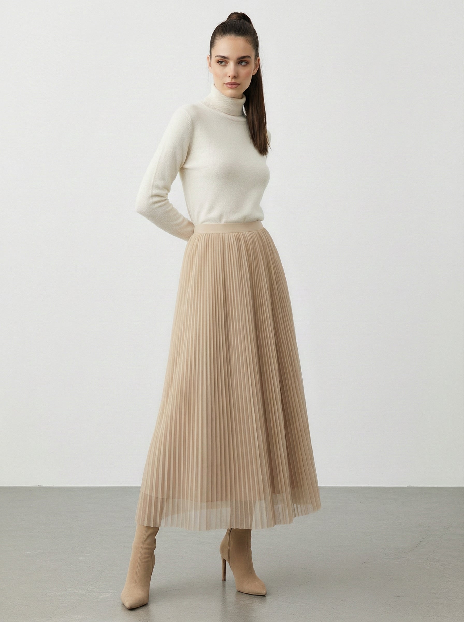 Gonna plissettata in tulle