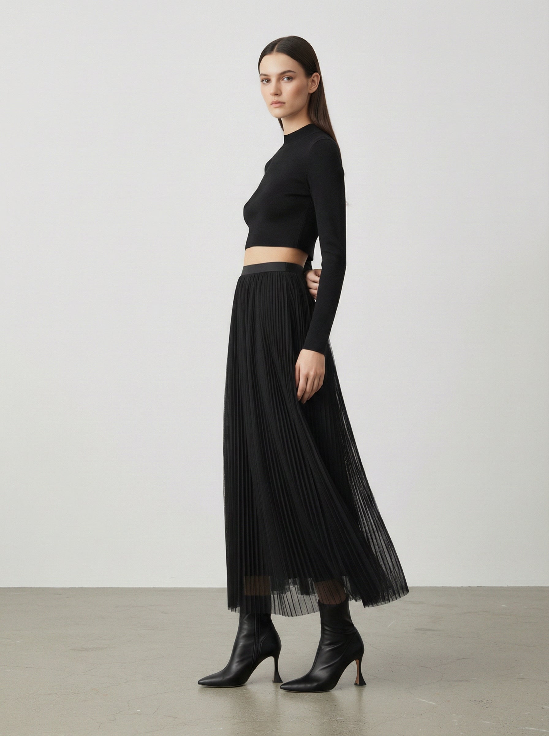 Gonna plissettata in tulle